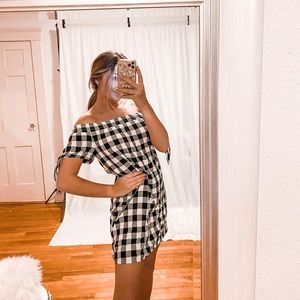 NWT Loft Gingham Off-Shoulder Dress